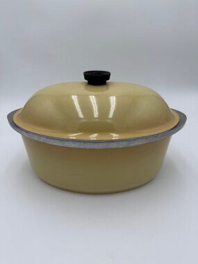 Vintage Club Cookware Yellow Harvest Gold Auminum Dutch Oven Roaster Lid